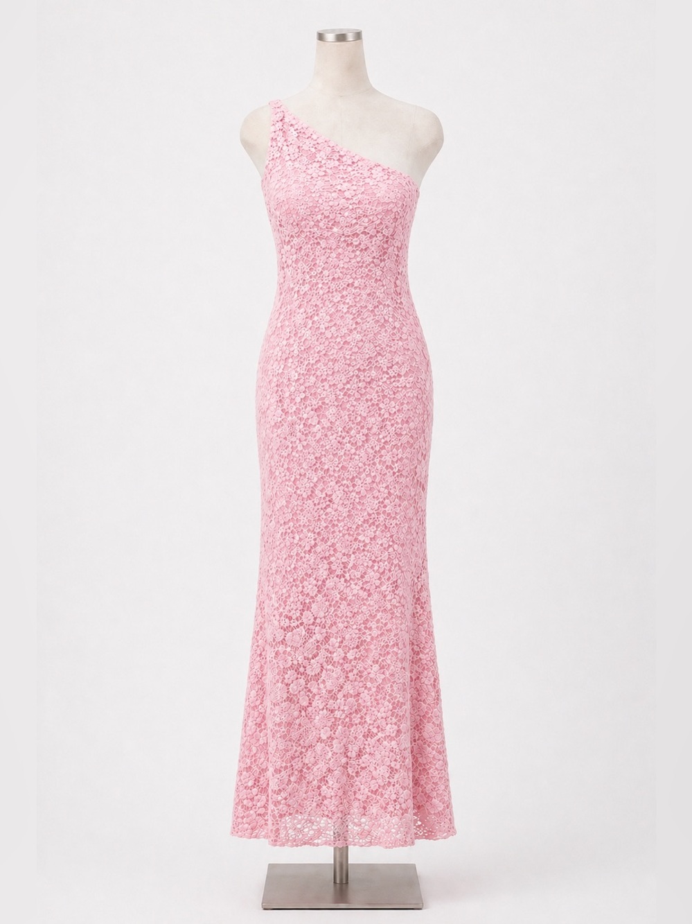 Bardot Albie One Shoulder Lace Bodycon Maxi Dress Pink Long Formal Gown 8 NWT
